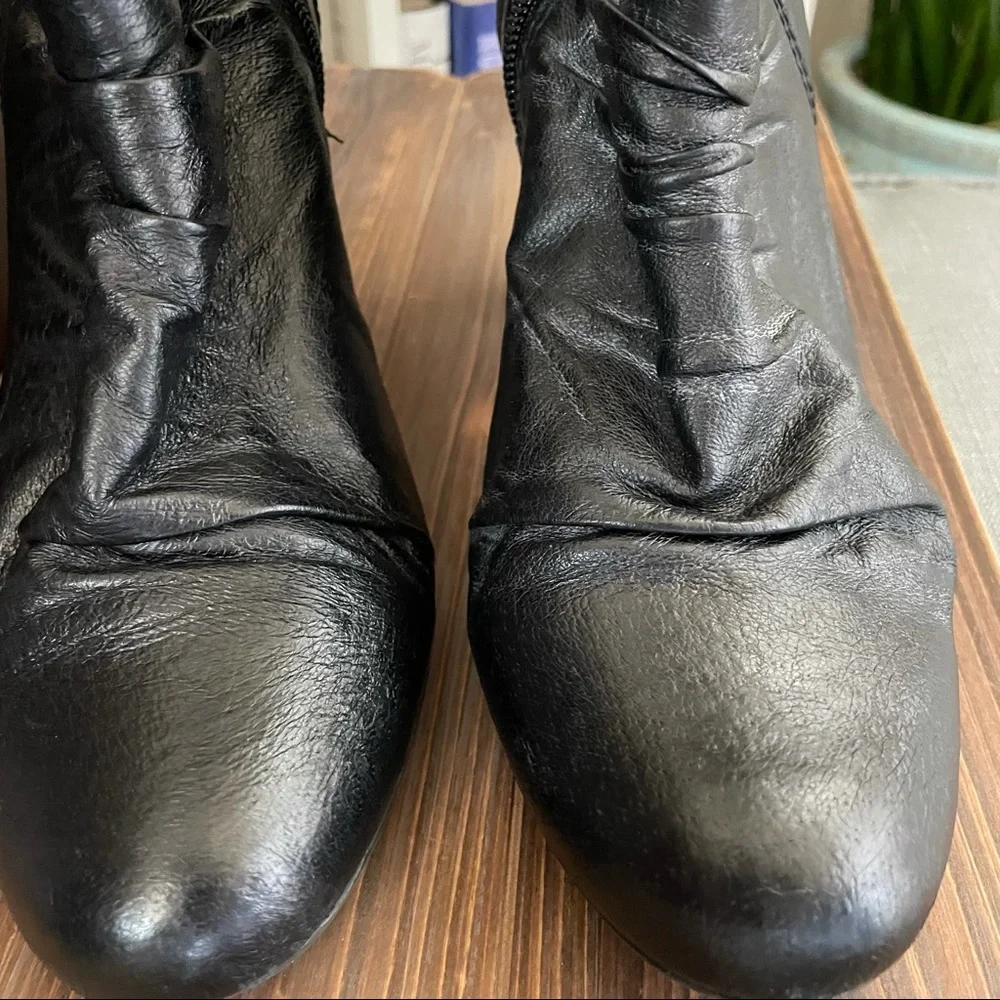 A.N.A. (Ana)  Black Leather Heeled Booties
